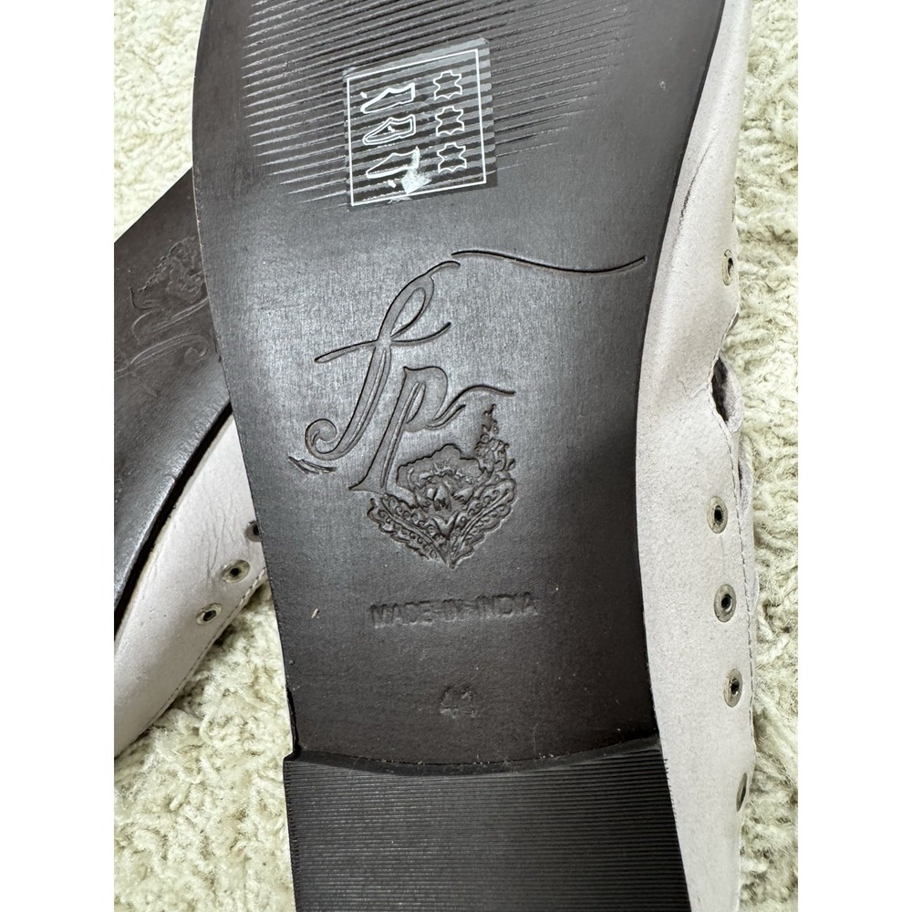 Free People Gray Belize Strappy Sandals Criss Cross Leather Toe Loop EU 41 US 10 - Picture 10 of 12